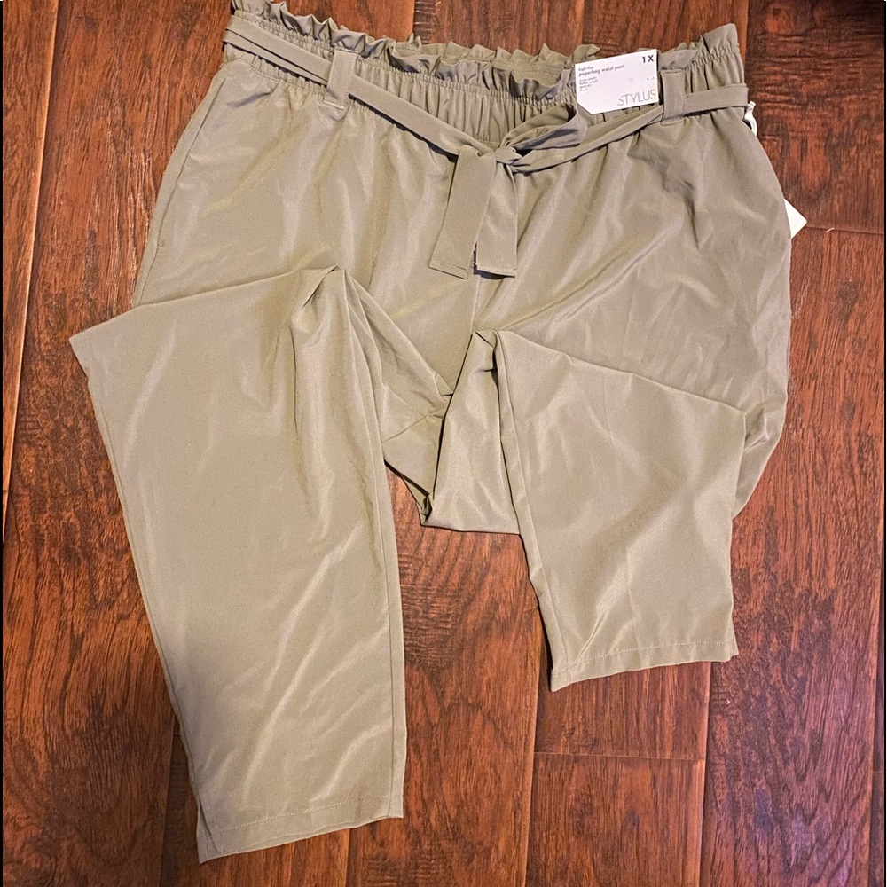 Beige High rise pants